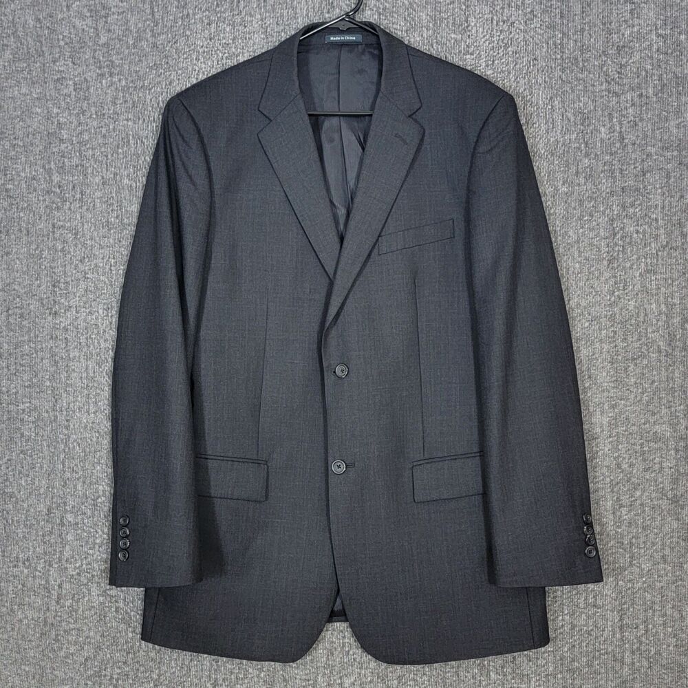 Pronto Uomo Sport Coat Mens 42L Black Platinum Traveler Performance Wool Jacket